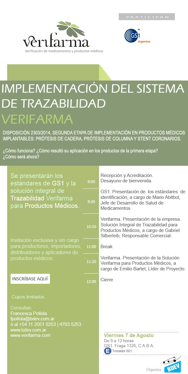 07-08 Evento Trazabilidad Productos Medicos @ GS1, Fraga 1326, CABA.
